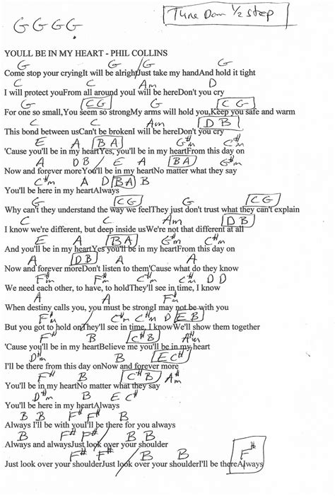 youll be in my heart chords|phil collins chords.